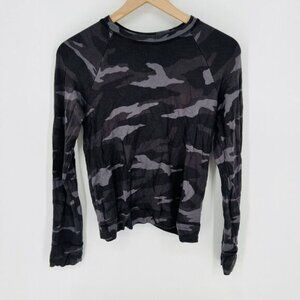 Athleta Girl Cozy Cross Your Fingers Black Camo Sweatshirt Girls Size XL 14